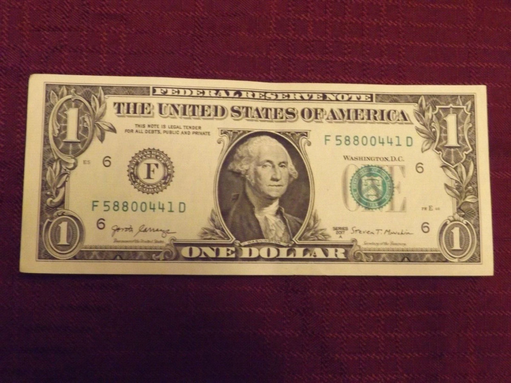 VERY FANCY SERIAL NUMBER 2017a CRISP $1 ONE DOLLAR BILL - F 58800441 D