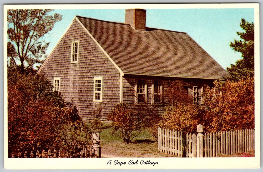 Vtg Postcard Cape Cod Cottage Orleans, MA 1950s