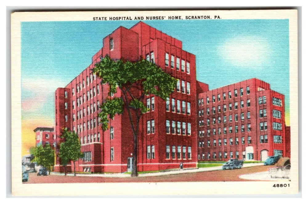 Vintage Linen Postcard State Hospital & Nurses' Home Scranton PA
