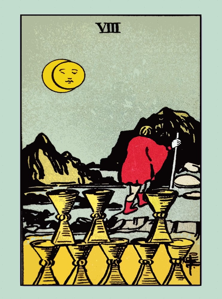 Vintage Tarot Card Eight of Cups Wall Art Poster Home Decor 11391