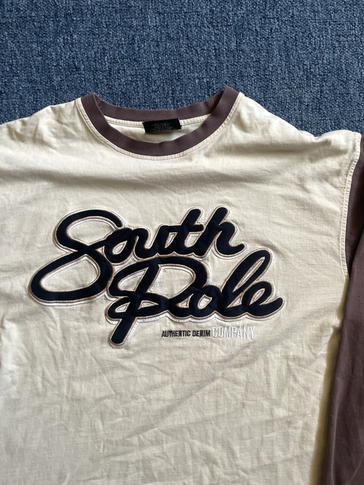 Vintage South Pole Shirt Mens XL Y2K Brown Long Sleeve Y2K  Hip Hop Logo