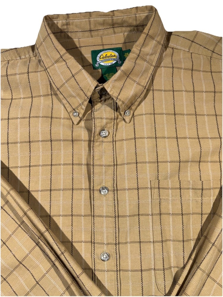 VINTAGE Cabela's Outfitter Series Men's 2XL Check LONG Sleeve Shirt Tall