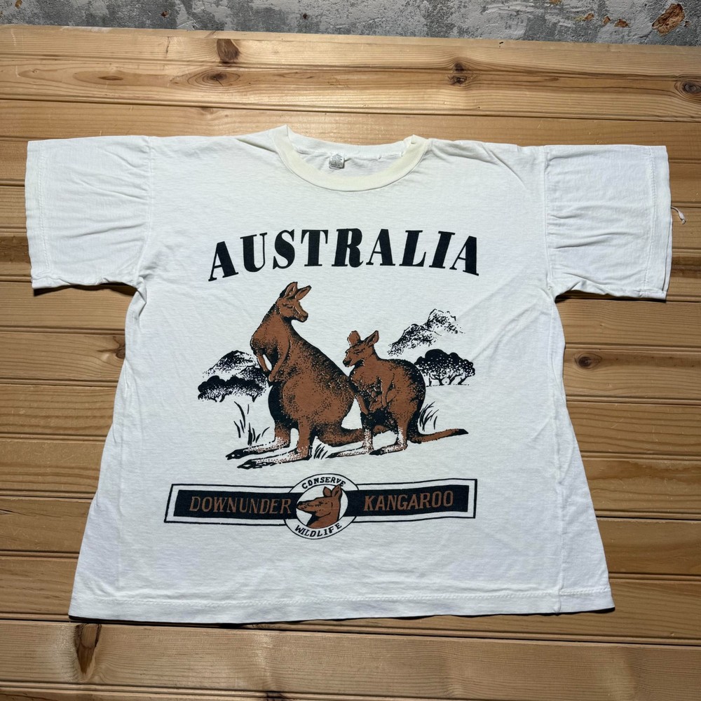 Vintage 80s Australia Down Under Kangaroo Conserve Wildlife Souvenir Shirt Large