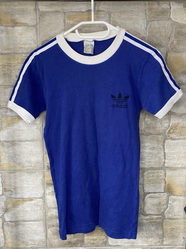 Vintage Adidas 3 Strippies Trefoil Retro Tee T Shirt Size S Soccer Football