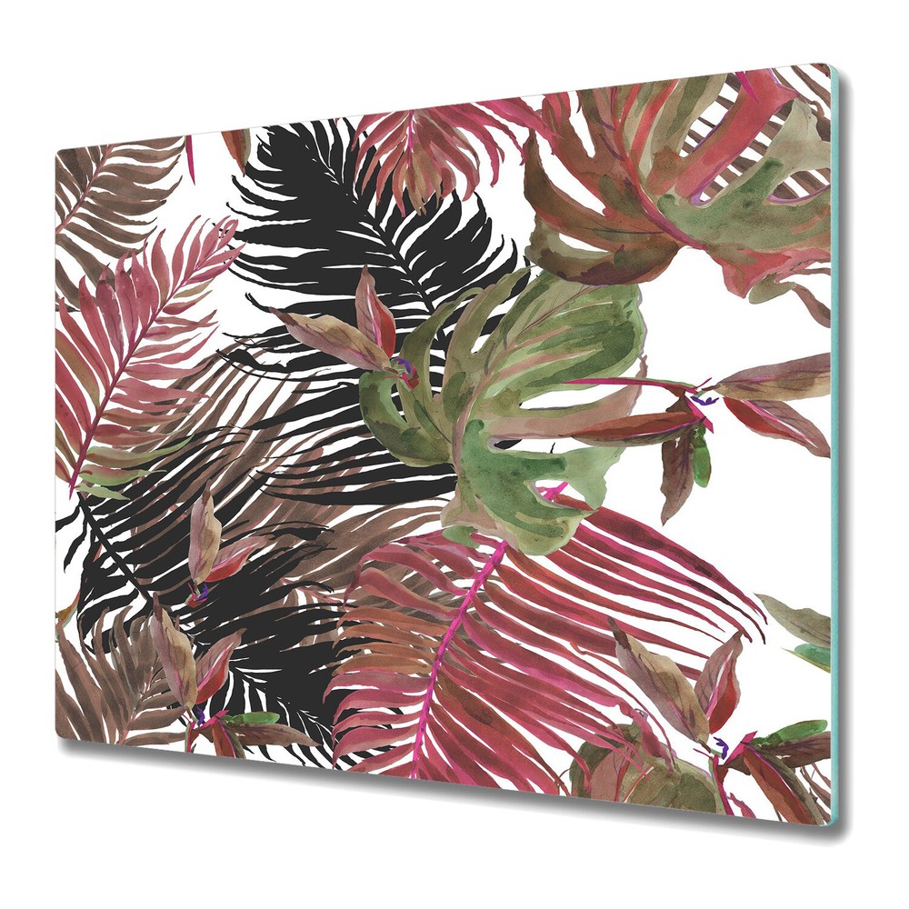Glass Kitchen Chopping Board Monstera | Exotic Colourful Art | 60x52