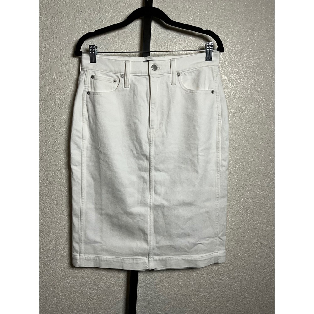 J.Crew Womens White Denim Pencil Skirt Size 6 Classic Career Casual