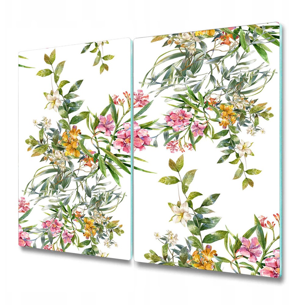 Glass Kitchen Chopping Board Flowering Trees Floral Watercolour 2x30x52