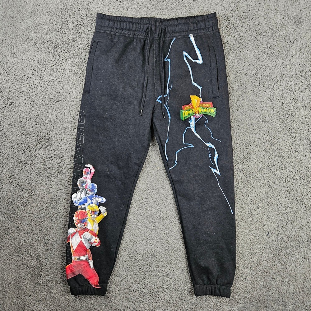 Shoe Palace x Power Rangers Mens Medium Black Graphic Fleece Jogger Sweatpants