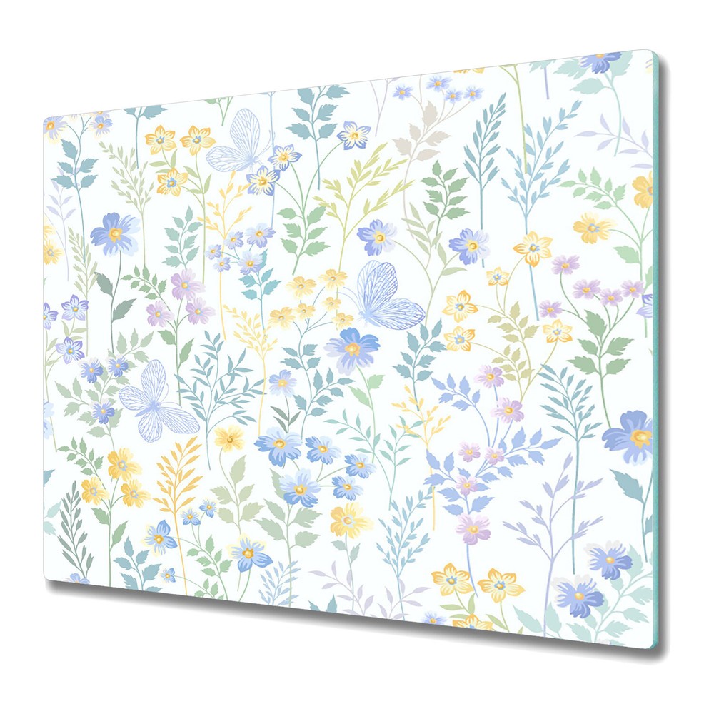 Glass Cutting Board Worktop Saver Delicate Meadow | Soft Painted | 60x52