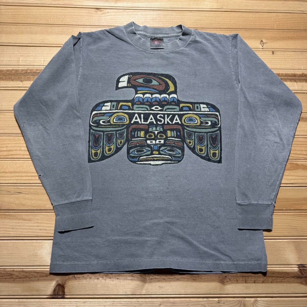 Vintage 90s Alaska Totem Pole Gorpcore Americana Long Sleeve T-Shirt USA - Large