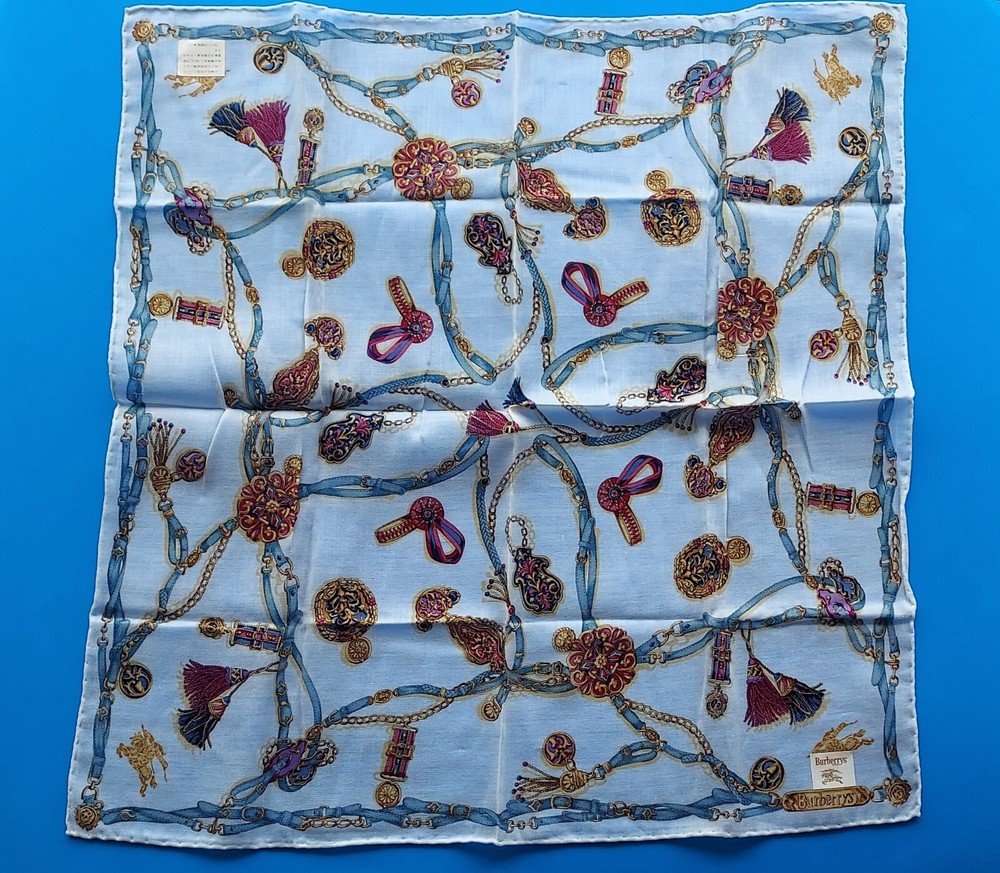 Vintage 1980s Burberry Cotton Baroque Handkerchief Bandana NWOT
