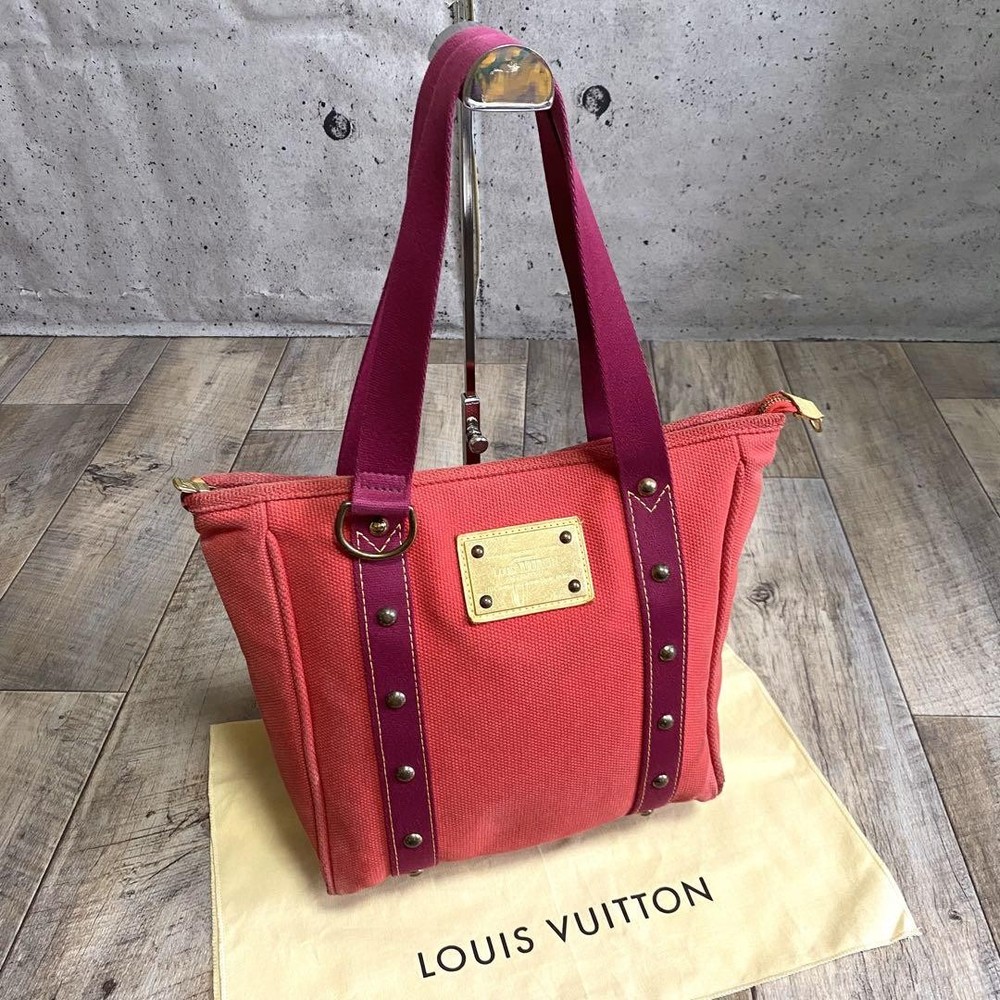 Louis Vuitton Antigua Red Canvas Tote Shoulder Bag M40036