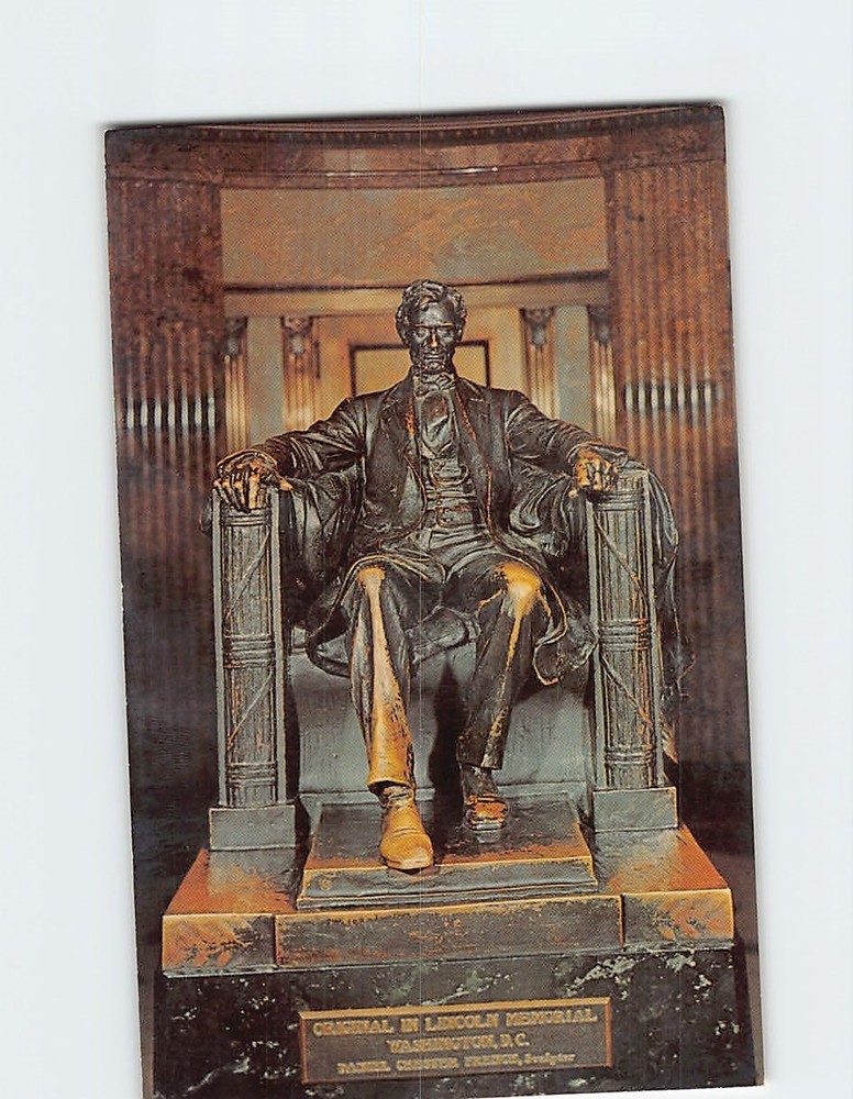 Postcard President Abraham Lincoln Statue Lincolns Tomb Springfield Illinois USA