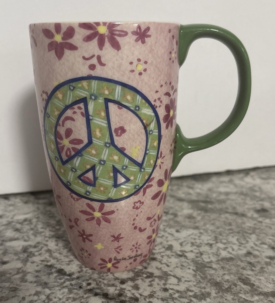 Cypress Home Ceramic Mug with Peace Sign Y2K Retro Hippie EUC 20 Oz