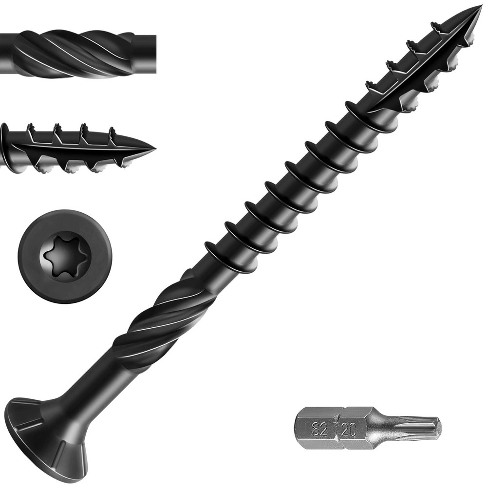 Black Deck Screws 2-1/2 Inch Rust Resistant 161 Pieces 2 Pounds T25 Star Bit