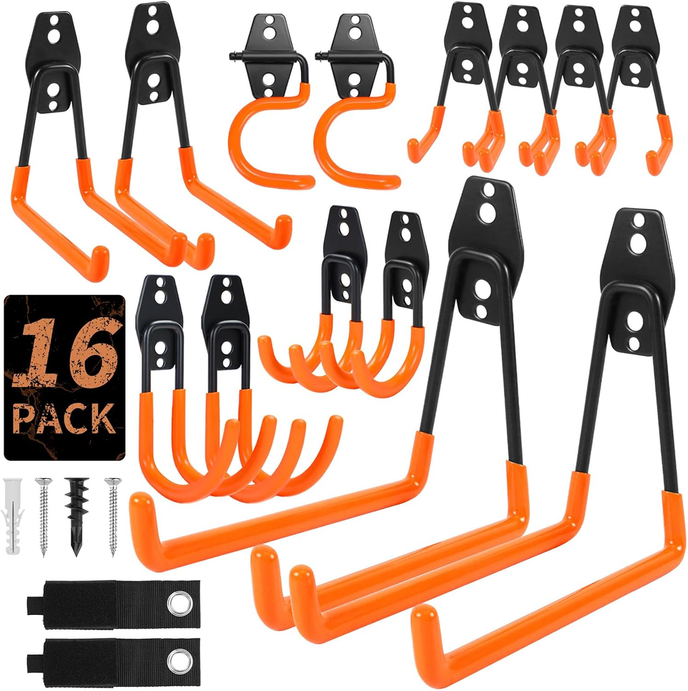 Garage Hooks,16 Pack Garage Hooks Heavy Duty,Garage Organization for Tools,Wall