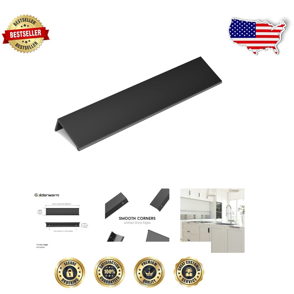 Stylish 15-Pack Black Drawer Handles with Smooth Edges & Easy Installation