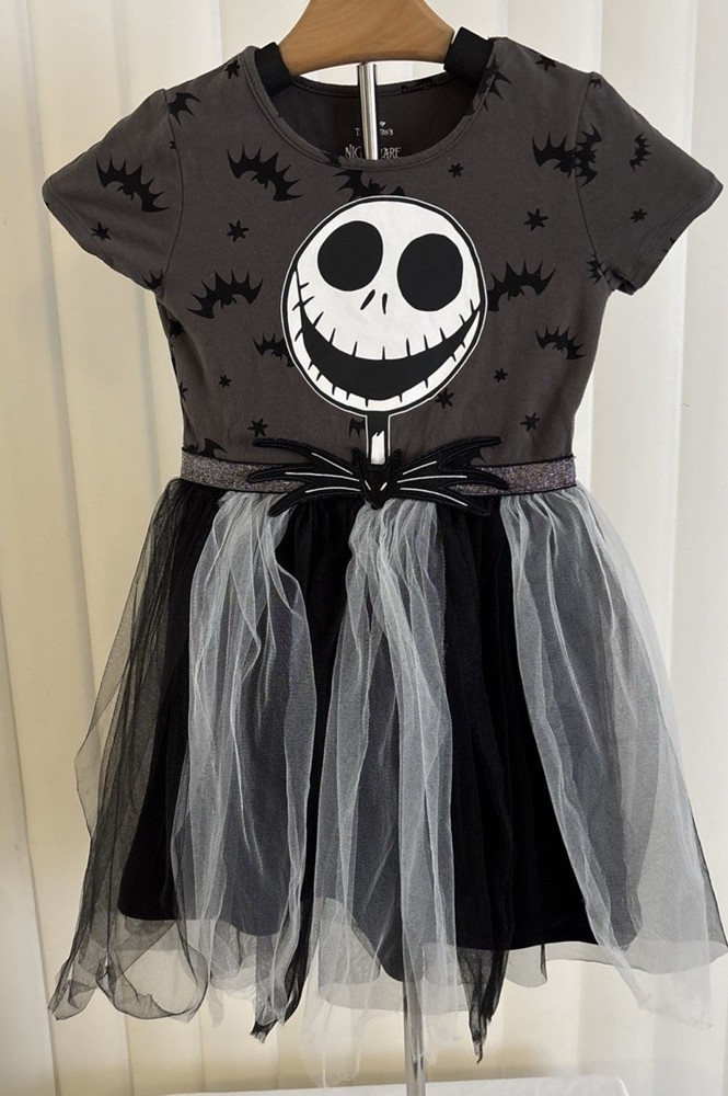 Disney Nightmare Before Christmas Girls Cosplay Dress Sz 4/5 Jack Skellington