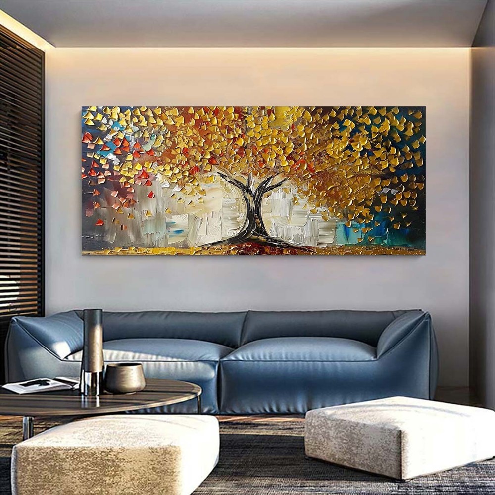 Abstract Handpainted Oil Painting On Canvas Lucky tree gold Wall Art Home Decor