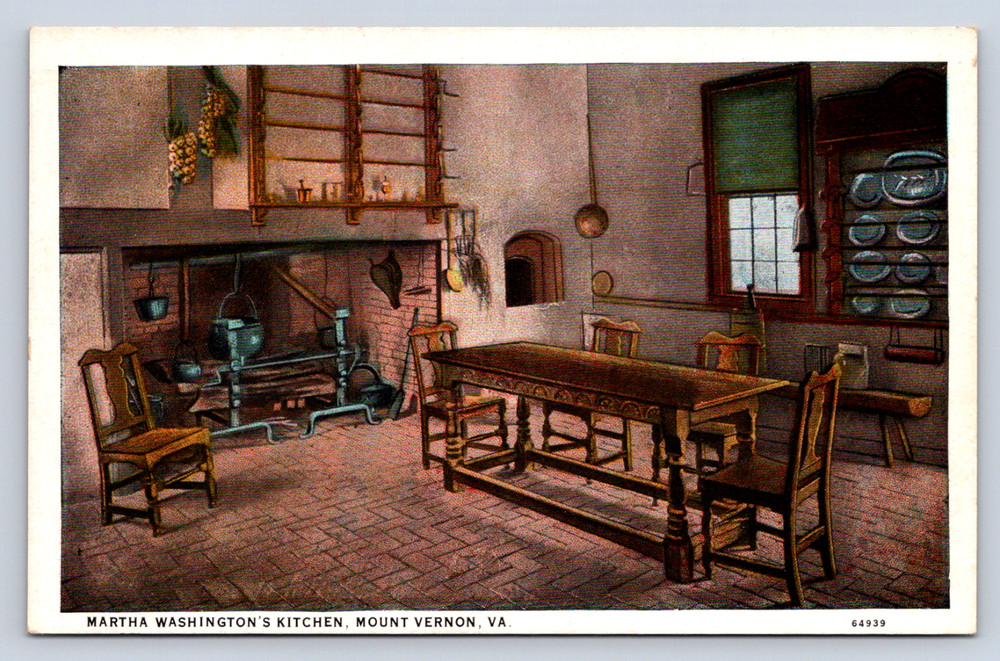 Vintage Postcard Mount Vernon Virginia Martha Washington's Kitchen