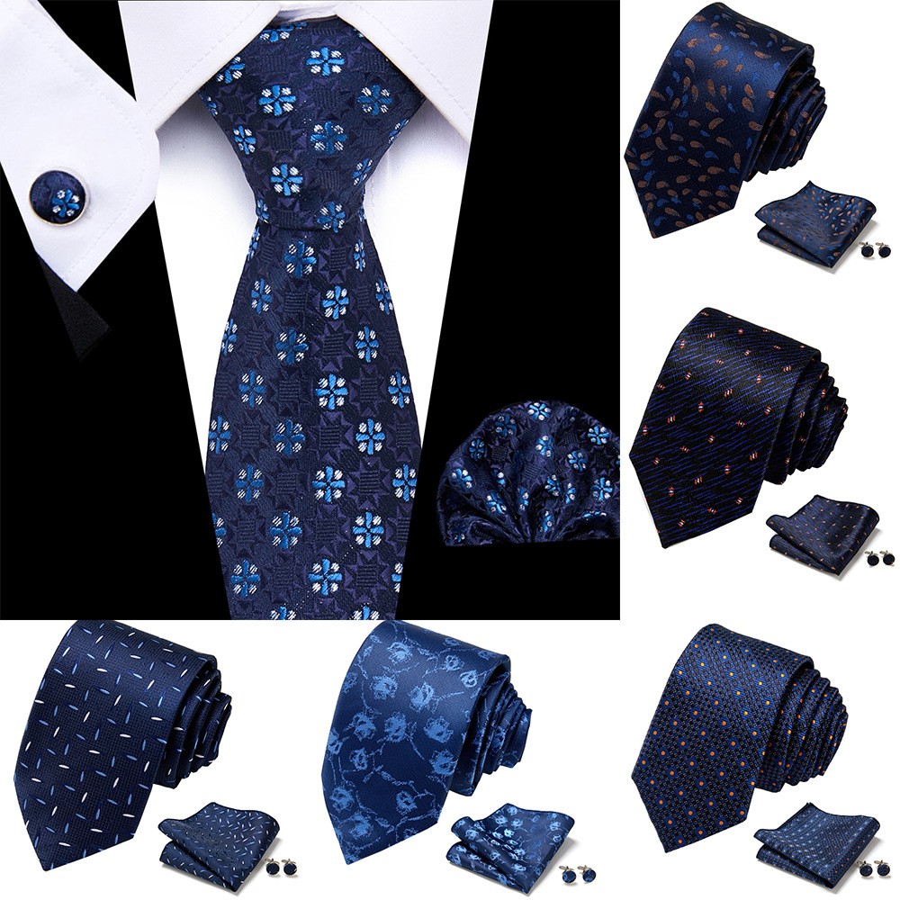 Men's Necktie Hanky Cufflinks Set Business Wedding Party Regular Prom with Box