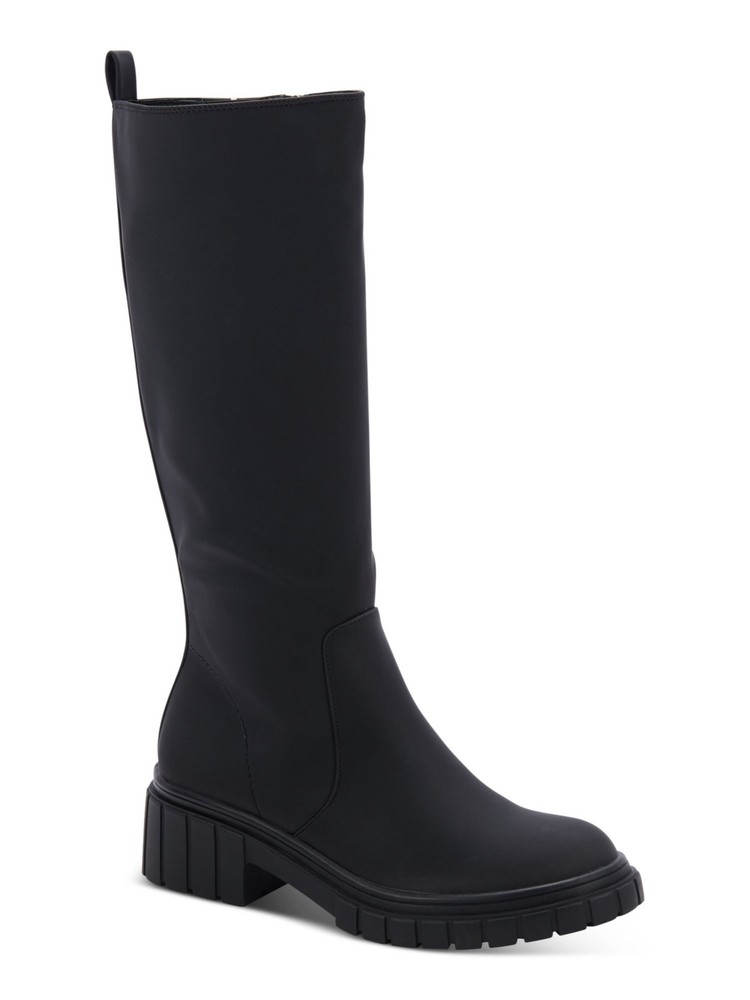 Bota de montar AQUA COLLEGE para mujer negra impermeable Paz punta redonda tacón bloque 8,5