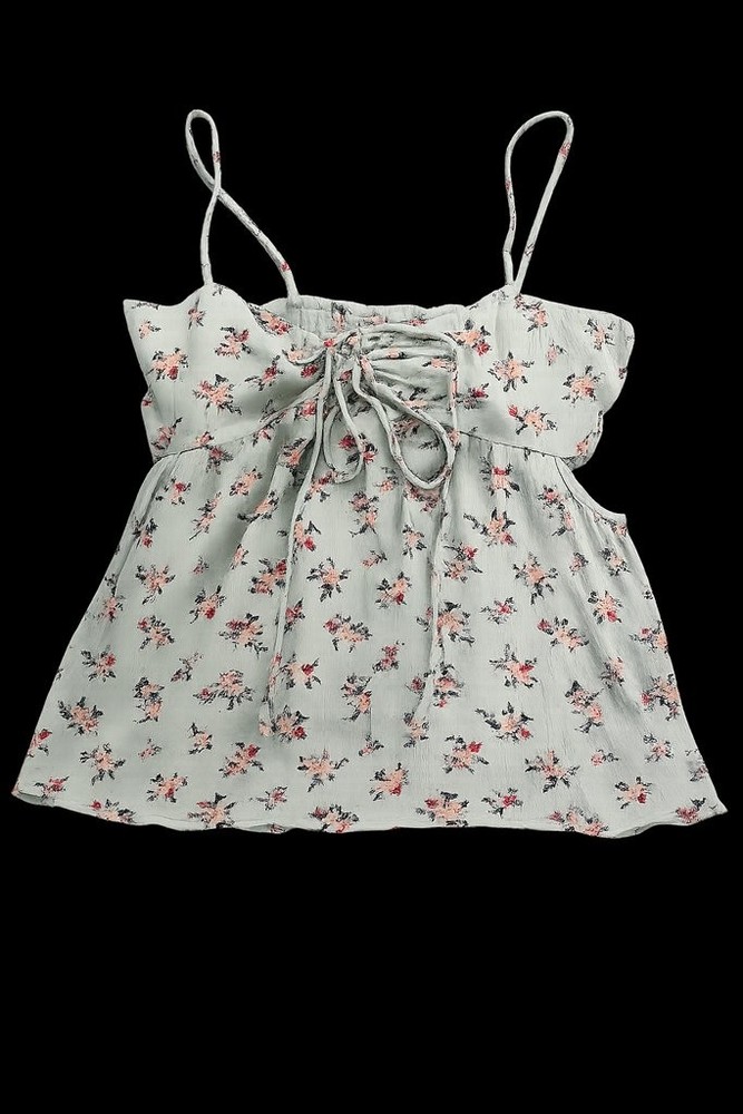 American Eagle Outfitters Floral Lace-Up Tank Top-Size XS