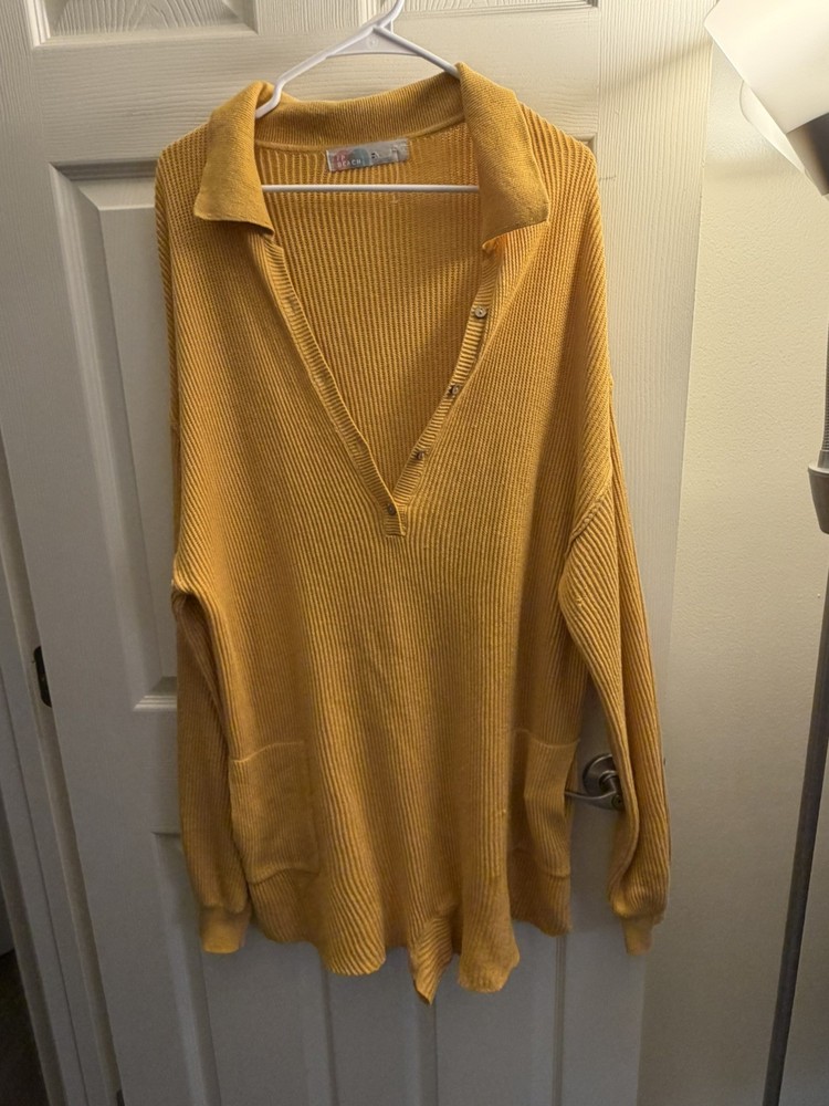 Free People Beach Womens Yellow Knit Romper Pullover Size Medium