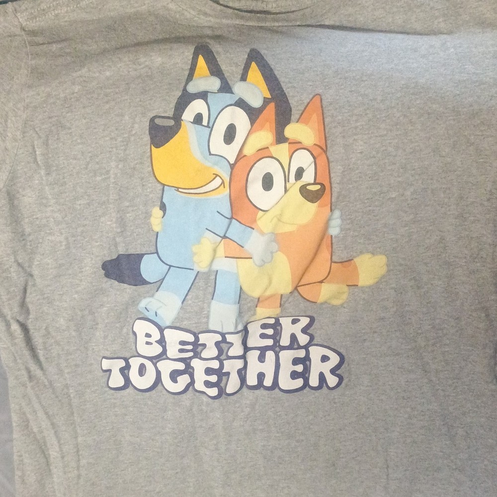 Bluey Better Together Juniors Gray Graphic Jersey T-Shirt XL Short Sleeve