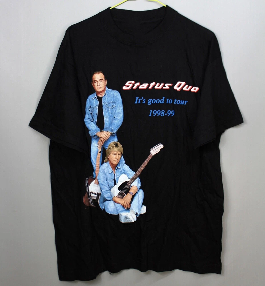 Vintage STATUS QUO Band Its Good To Tour Black Cotton Unisex T-Shirt