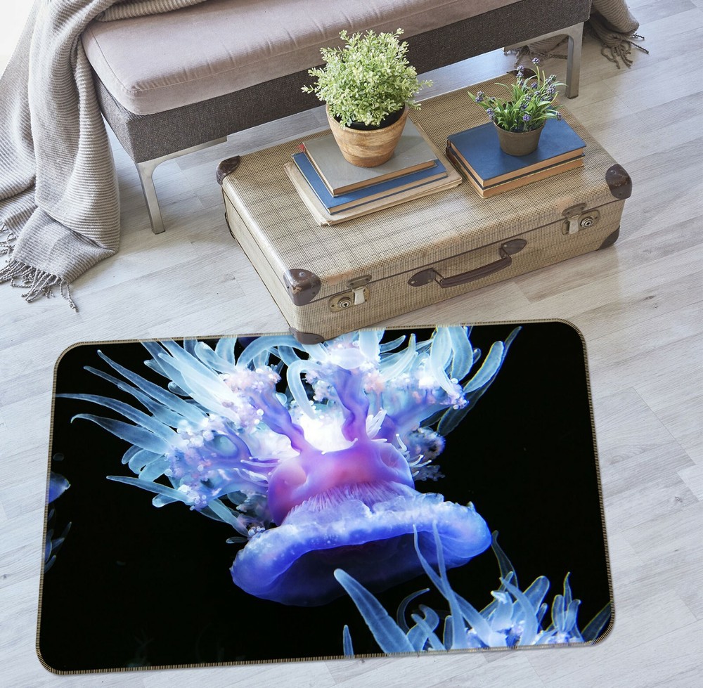 3D Blue Jellyfish O3039 Animal Non Slip Rug Mat Elegant Photo Carpet Fay