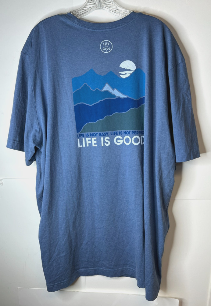 NWT Life is Good Men's 3XL Blue Back Graphic Crusher Tee 