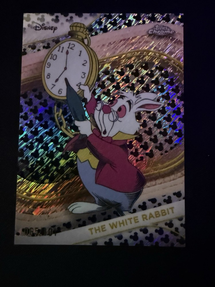 2025 Topps Chrome Disney The White Rabbit Black And White Shimmer Refractor /101