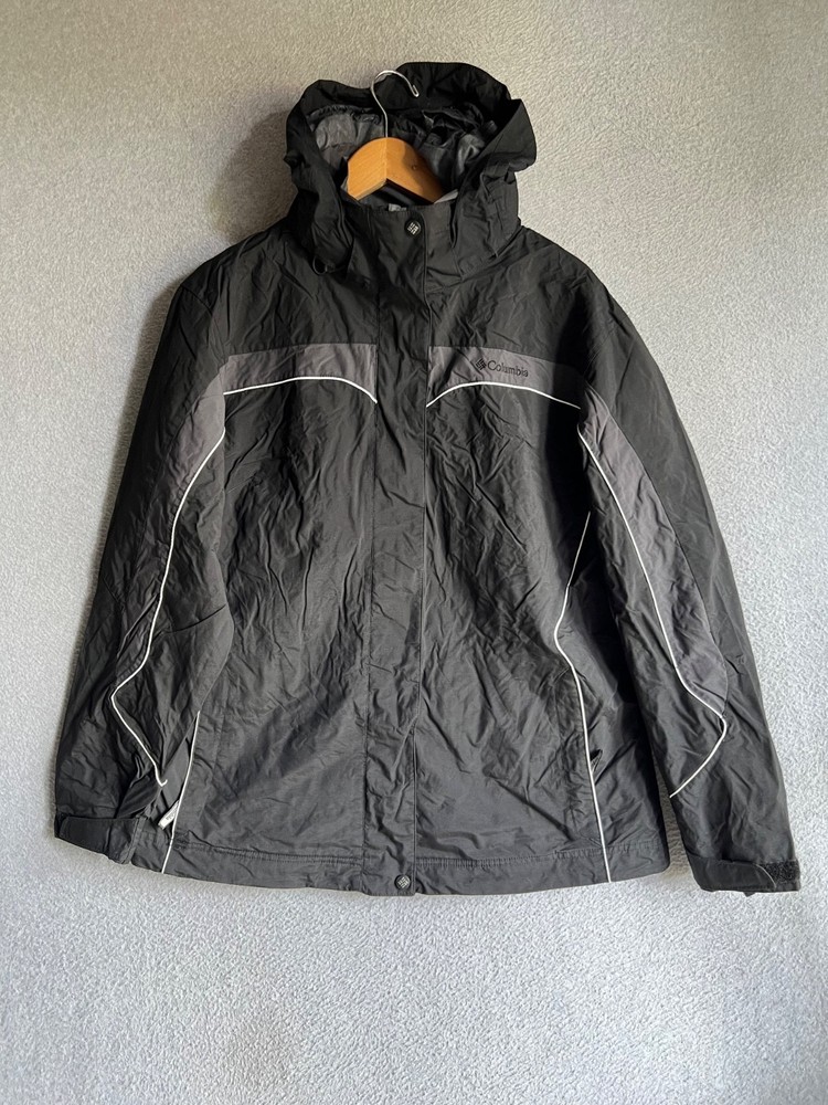 Columbia Jacket Womens Large Black Interchange Waterproof Outdoor Hiking