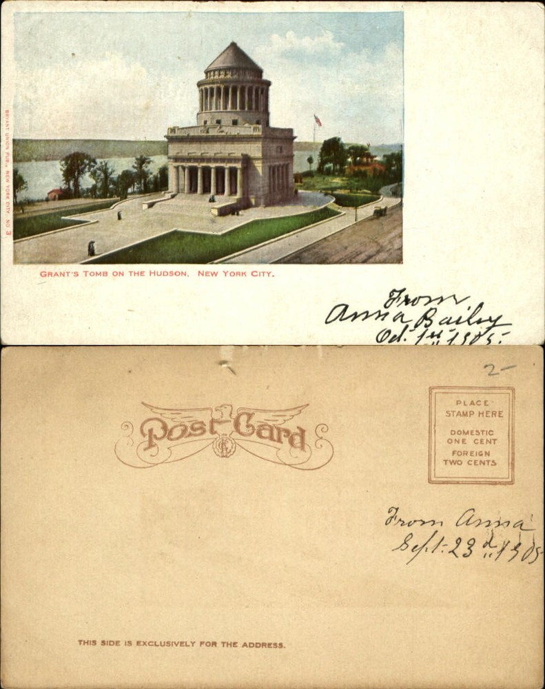 Grant's Tomb on the Hudson ~ New York City~ UDB 1905 postcard