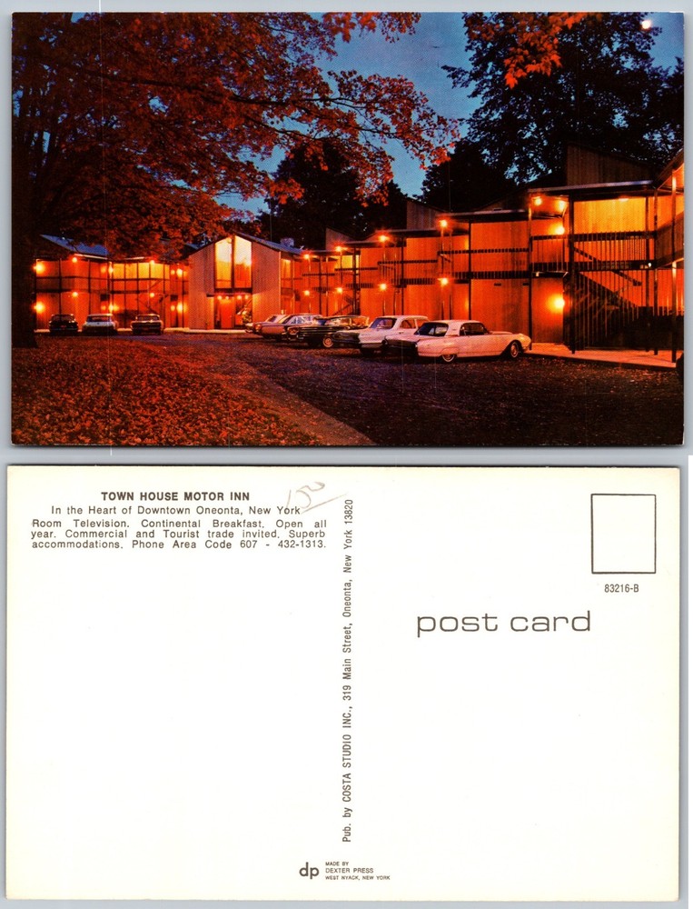 Town House Motor Inn Oneonta NY Postcard