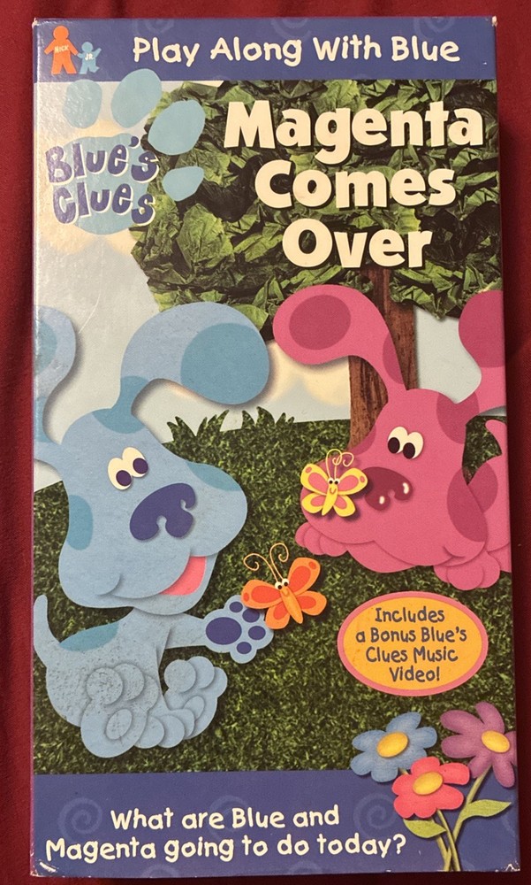 Blue's Clues Magenta Comes Over VHS Tape 2000 Nick Jr Nickelodeon Blue Cartoon