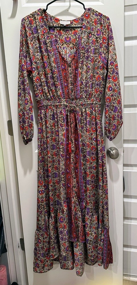 Boemo By Anthropology Maxi Dress Women XLP Floral High Low
