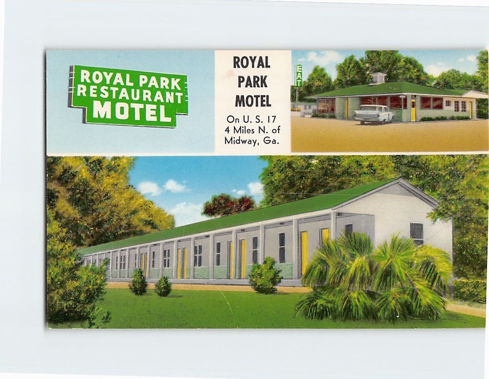 Postcard Royal Park Restaurant Motel Midway Georgia USA North America