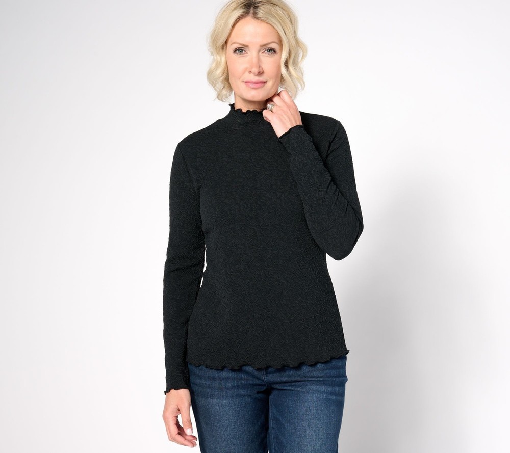 Me by Jennie Garth Women's Top Sz XL Rosetta Knit Mock Neck Black A663658