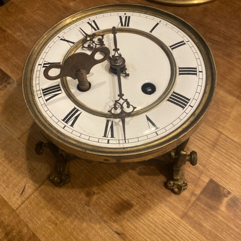 Antique Regulator Wall Clock Movement Parts With Key. Bought At Clock Guys Estat