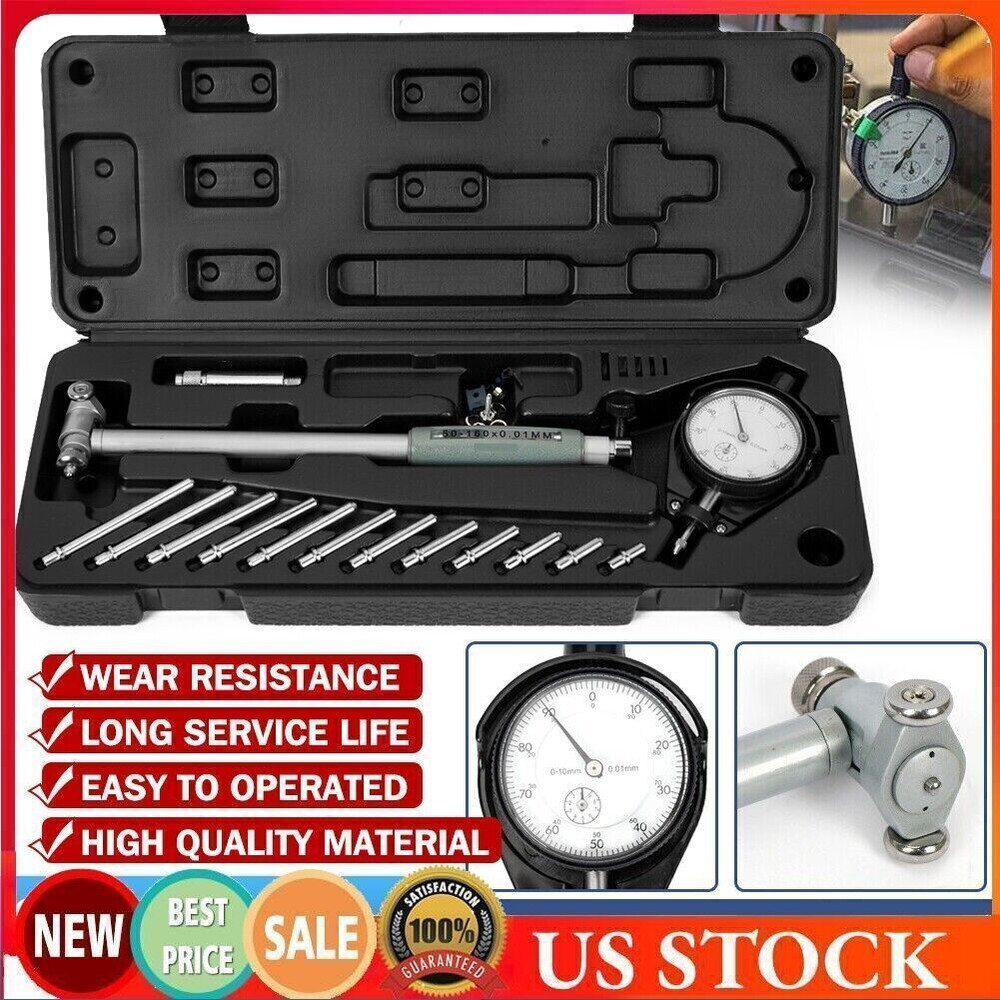 Indicator Dial Bore Gauge Cylinder Dial Measuring Micrometer 50-160mm 0.01mm US