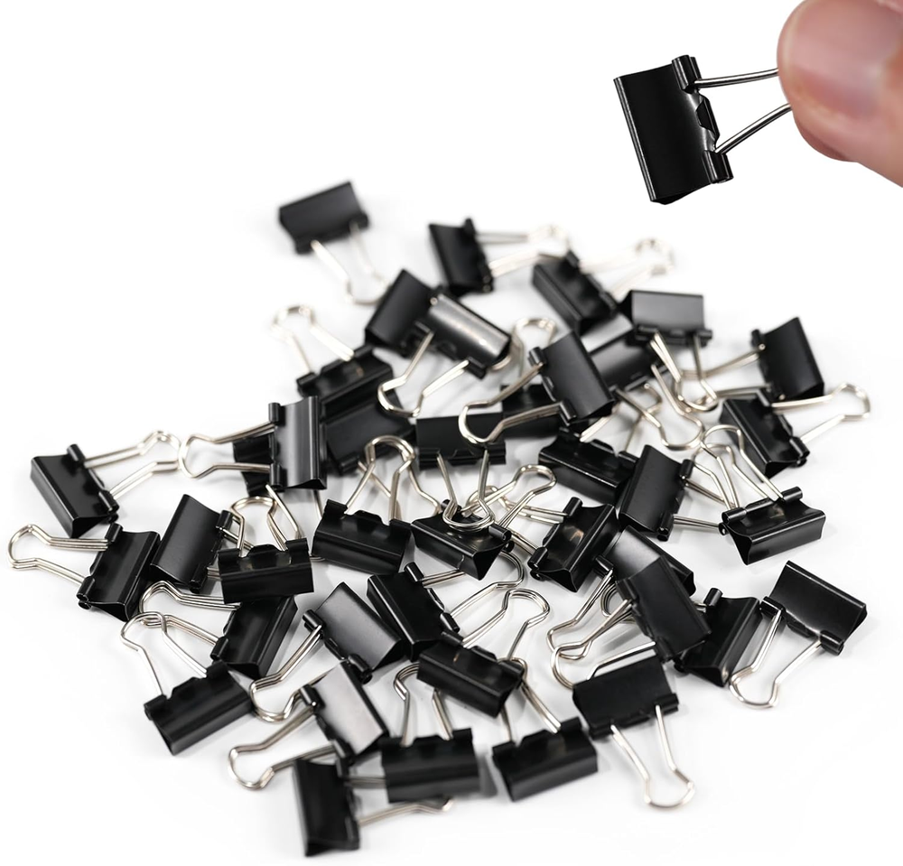 40Pcs Mini Binder Clips, 5/8 Inch(15Mm), Paper Clamps Micro Size, Black