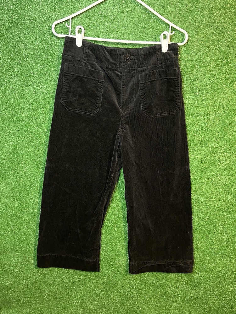 Anthropologie Maeve The Colette Wide Leg Corduroy Crop Pants Womens Sz 29p Black