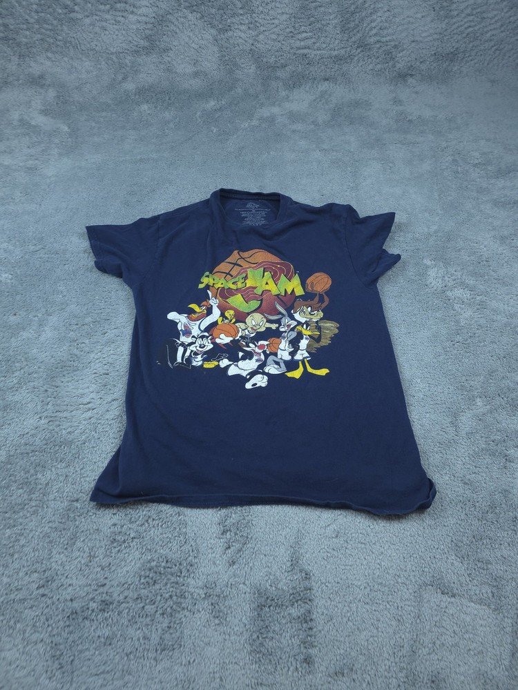 Space Jam Shirt Mens Extra Large Navy Blue Looney Tunes Basketball Graphic Tee