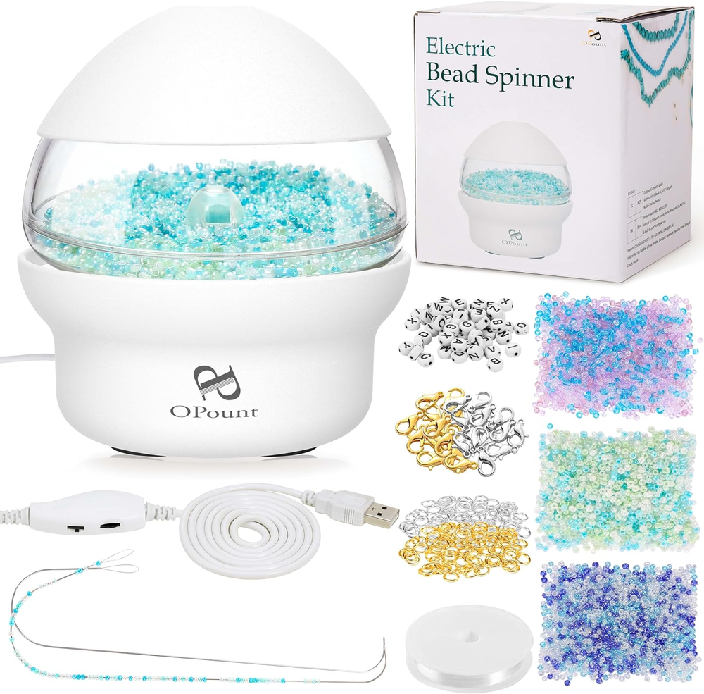 PP OPOUNT Electric| Clay| Seed Bead Spinner with 3171 PCS Jewelry Beads Set