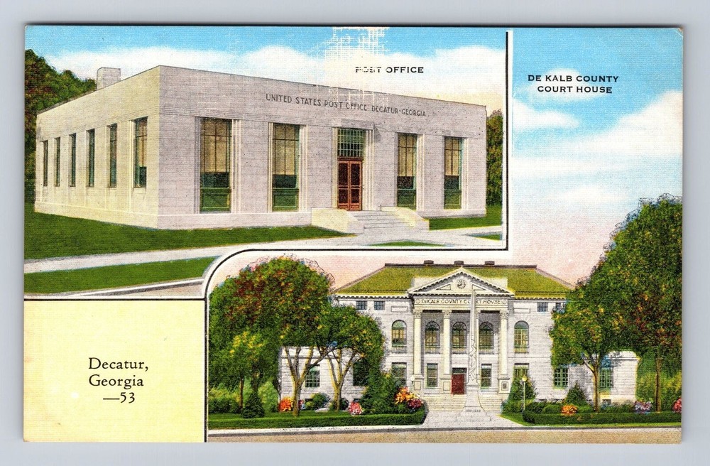 Decatur GA-Georgia, DeKalb County Court House, Antique, Vintage Postcard