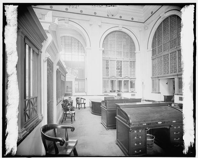 Photo:Detroit Michigan State Savings Bank interior 1890s banking office