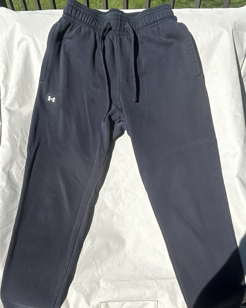 Under Armour Men’s Black Fleece Cotton Jogger Pants S Loose Drawstring Pockets