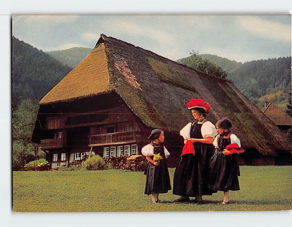 Postcard Traditional Costume Black Forest House Germany